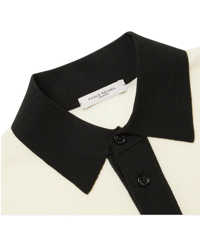 Paolo Pecora Milano Polo knitted black collar-Beige