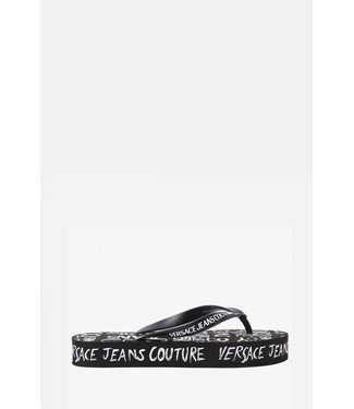 Versace Jeans couture Woman logo platform flip flop-Black white