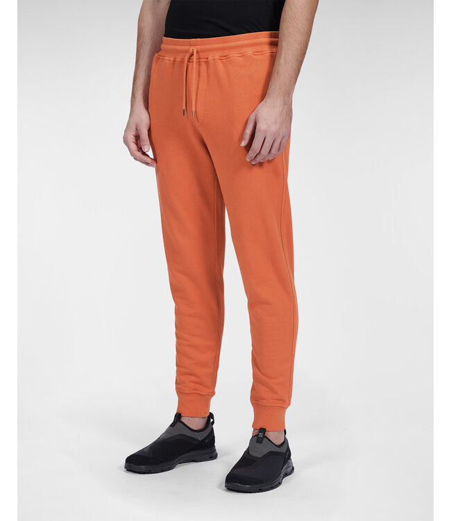 C.P Company Cotton Fleece Logo Sweatpants-Harvard pumpkin
