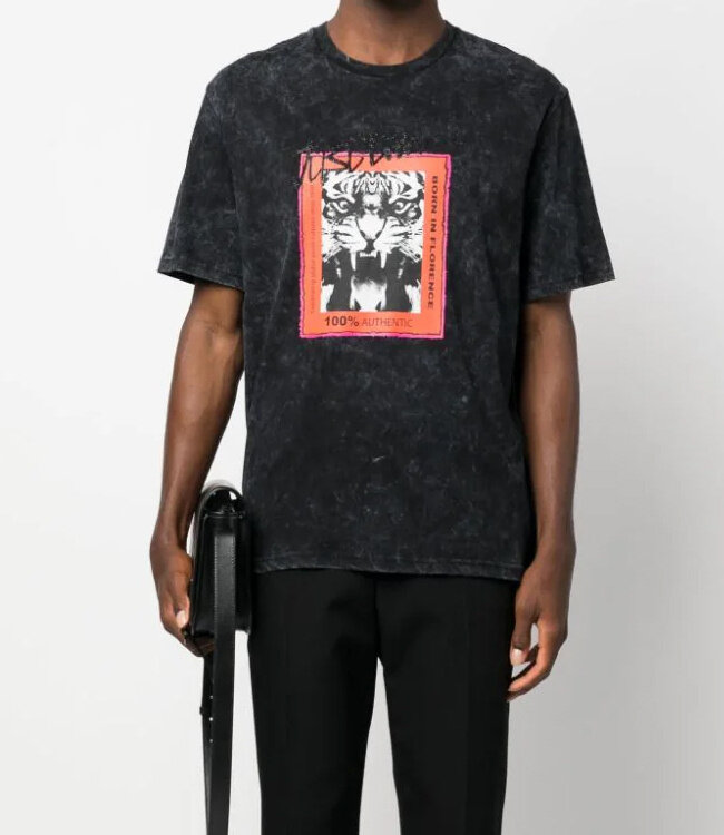Just Cavalli Tee Tiger post crinkle washed-Black