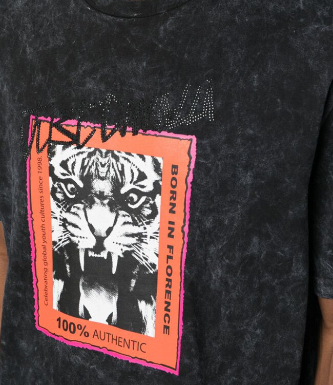 Just Cavalli Tee Tiger post crinkle washed-Black