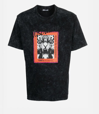 Just Cavalli Tee Tiger post crinkle washed-Black