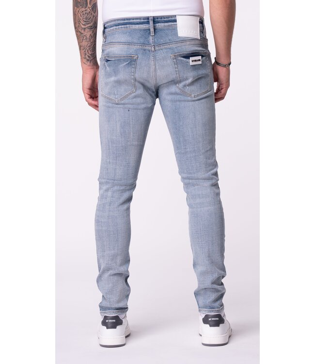 Mybrand Jeans Plain Distresses White label- Blue