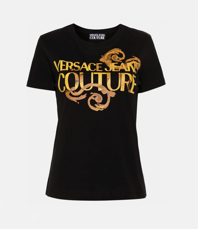 Versace Jeans couture Woman tee Logo Watercolour-Black