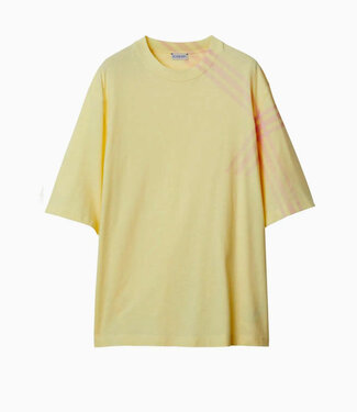 Burberry Ivy Check Sleeve Cotton Tee-Yellow