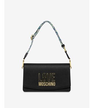 Love moschino Womans Shoulder Jelly Logo Bag-Black