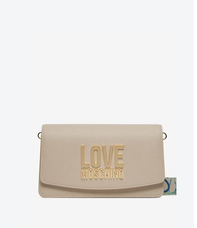 Love moschino Womans Shoulder Jelly Logo Bag-Beige