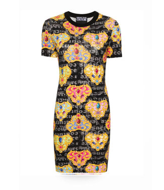 Versace Jeans couture Midi Dress Logo Heart Couture print-Black