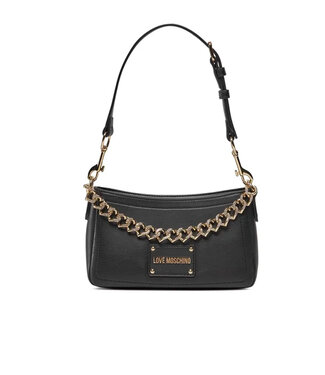 Love moschino Womans Hand Bag Strass chain-Black