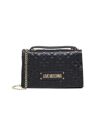 Love moschino Womans Quilted Shoulder Logo Bag-Black