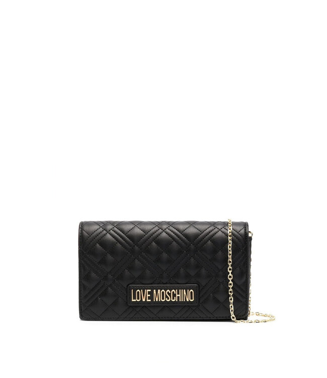 Love moschino Crossbody Quilted Bag with Gold logo-Black