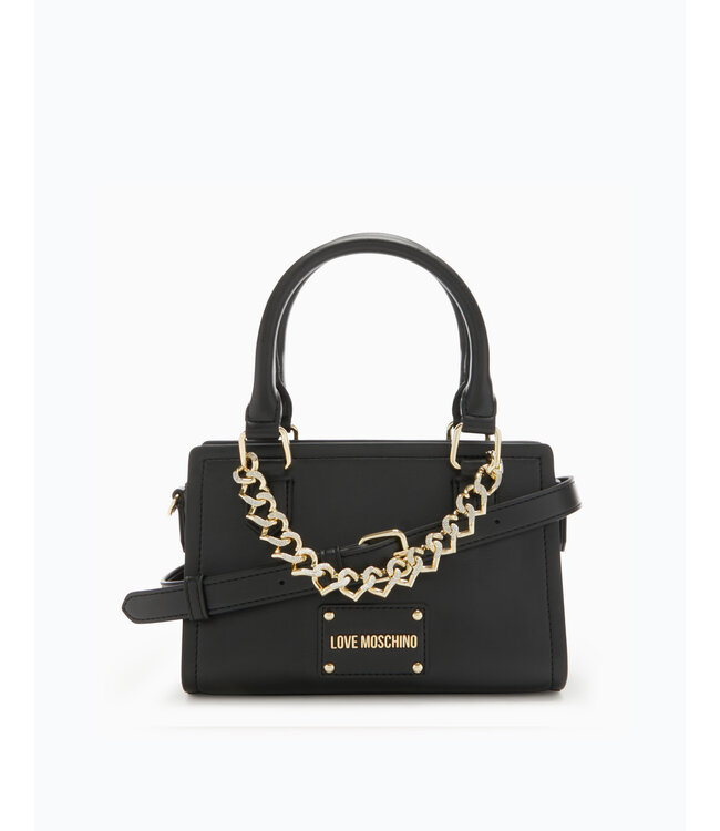 Love moschino Womans Handbag Strass chain-Black