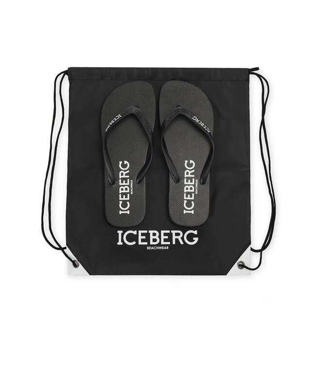 ICEBERG Flip Flop Vertical Logo-Black