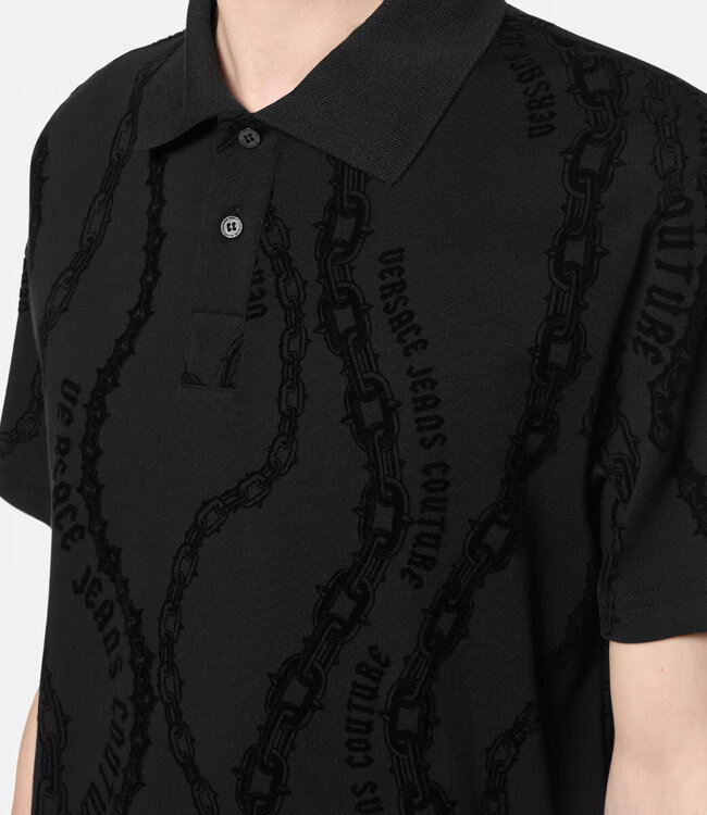 Versace Jeans couture Polo Flock Chain Couture print-Black