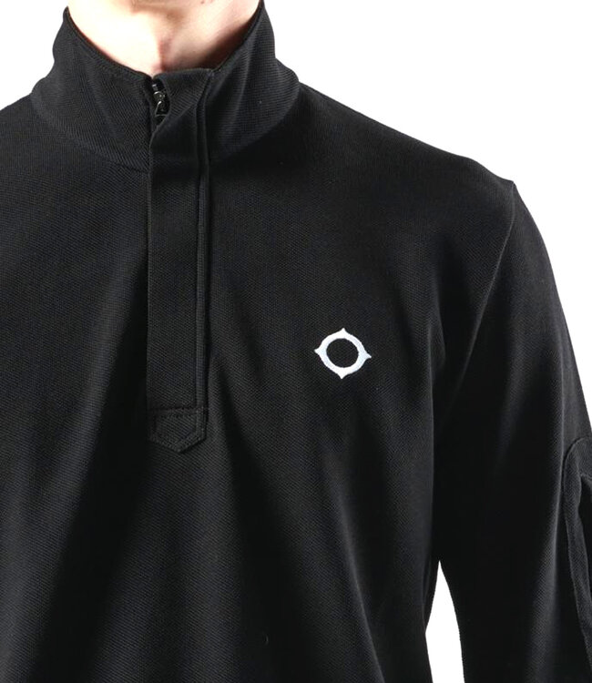 Ma.Strum Long Sleeve Funnel Neck Polo-Jet Black
