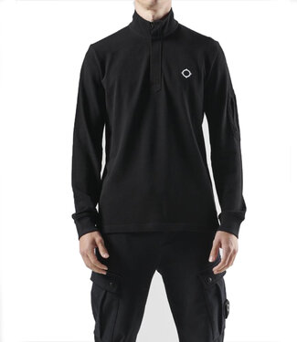 Ma.Strum Long Sleeve Funnel Neck Polo-Jet Black