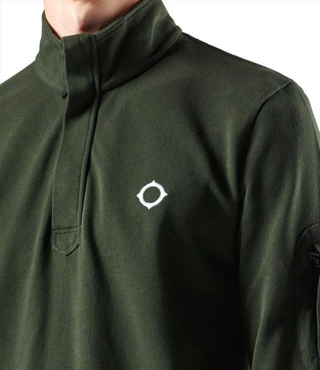 Ma.Strum Long Sleeve Funnel Neck Polo-Oil Slick