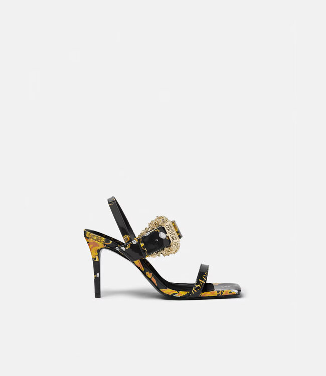 Versace Jeans couture Emily Logo Sling Back Sandal-Black gold