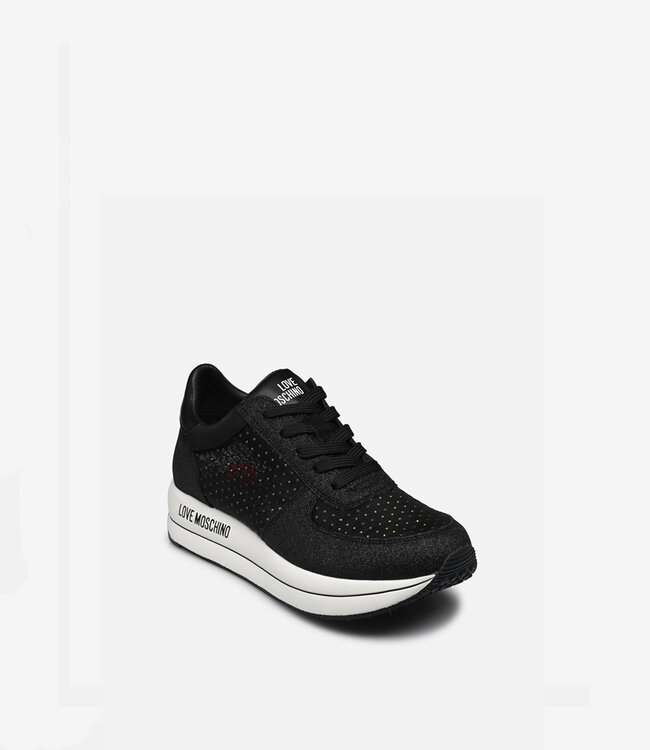 Love moschino Womans Strass SneakerRun 40 mix-Black