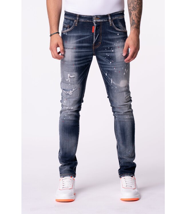 Mybrand Jeans Embroided Red MB09-Blue