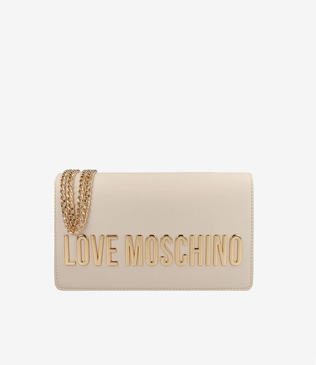 Love moschino Shoulder Bag Metal Logo-Beige