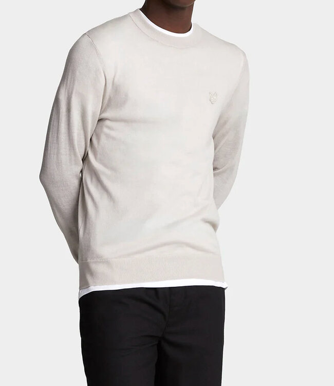 Lyle & Scott Tonal eagle Cotton Merino Crew Neck-Cove