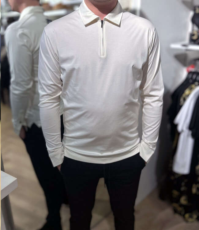 'TriaD'oro' Polo zip Long sleeve-Off White