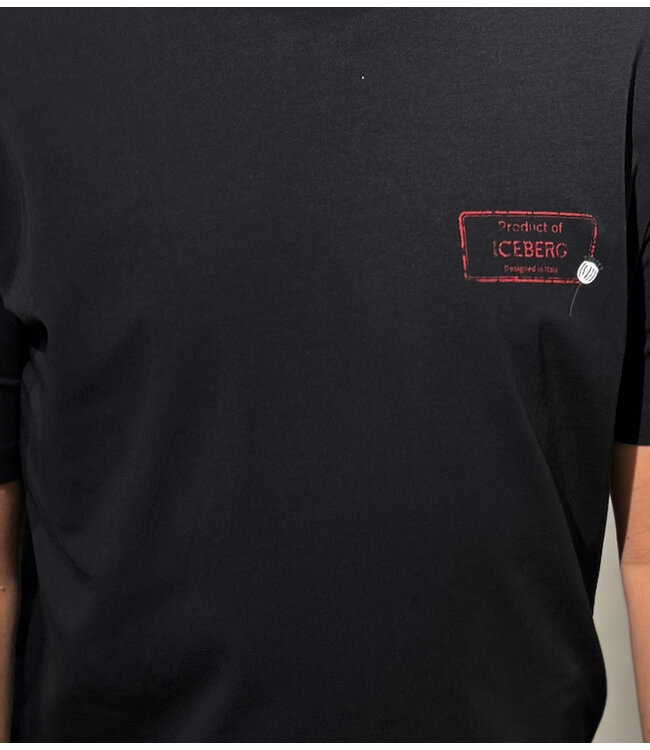 ICEBERG Tee Red Chest logo-Black