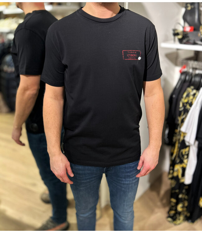 ICEBERG Tee Red Chest logo-Black