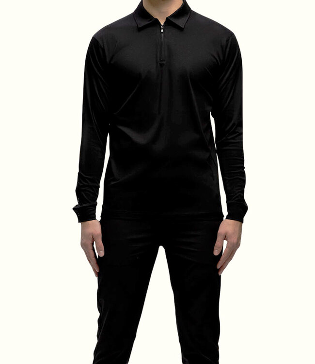 'TriaD'oro' Polo zip Long sleeve-Black