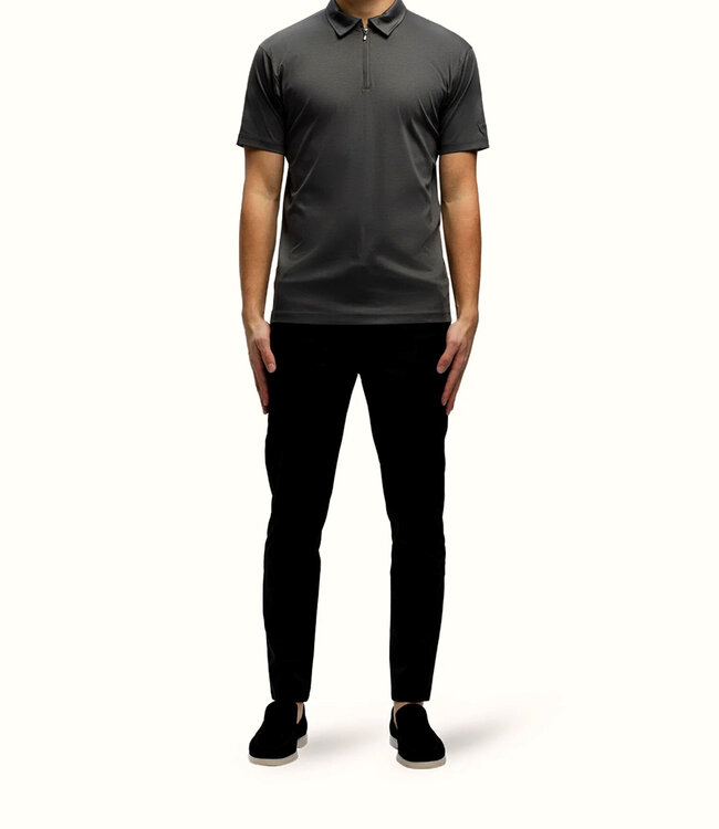 'TriaD'oro' Polo zip short sleeve-Dark grey