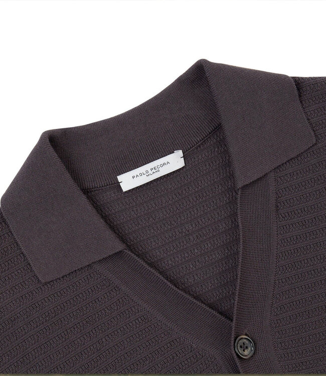 Paolo Pecora Milano Knitted Polo-Dark brown