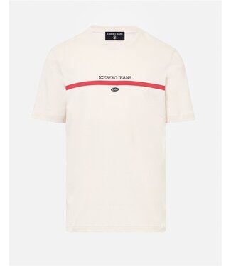Iceberg Jeans Tee logo Red Stripe -Dust
