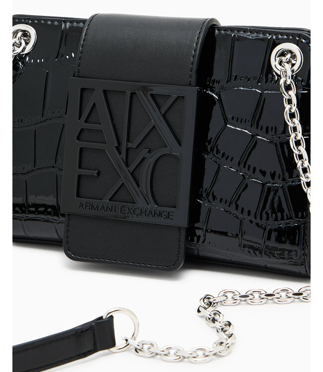ARMANI EXCHANGE Shoulder bag with shapedLogo-Black XW000281