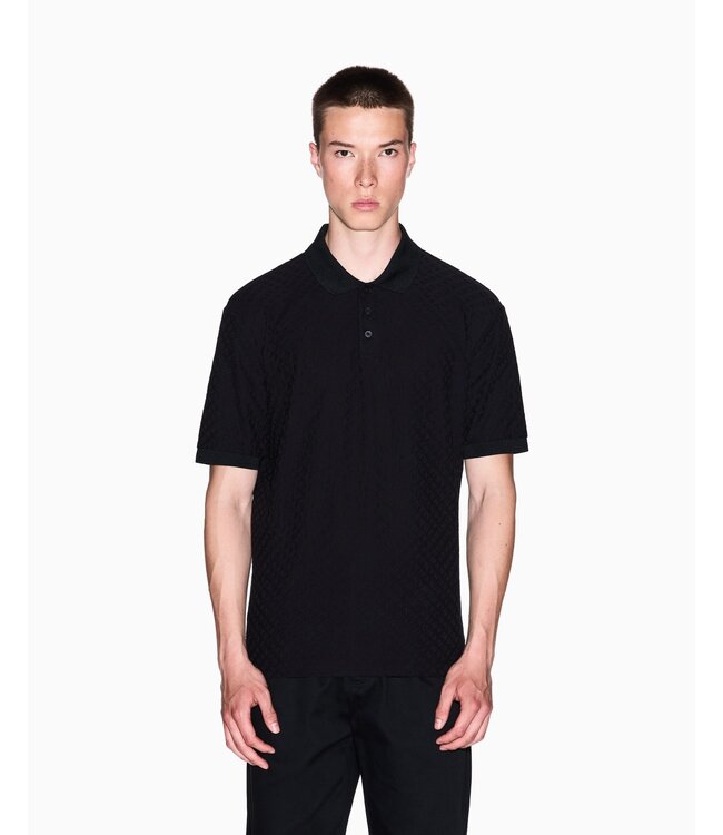 ARMANI EXCHANGE Allover Logo Polo-Black