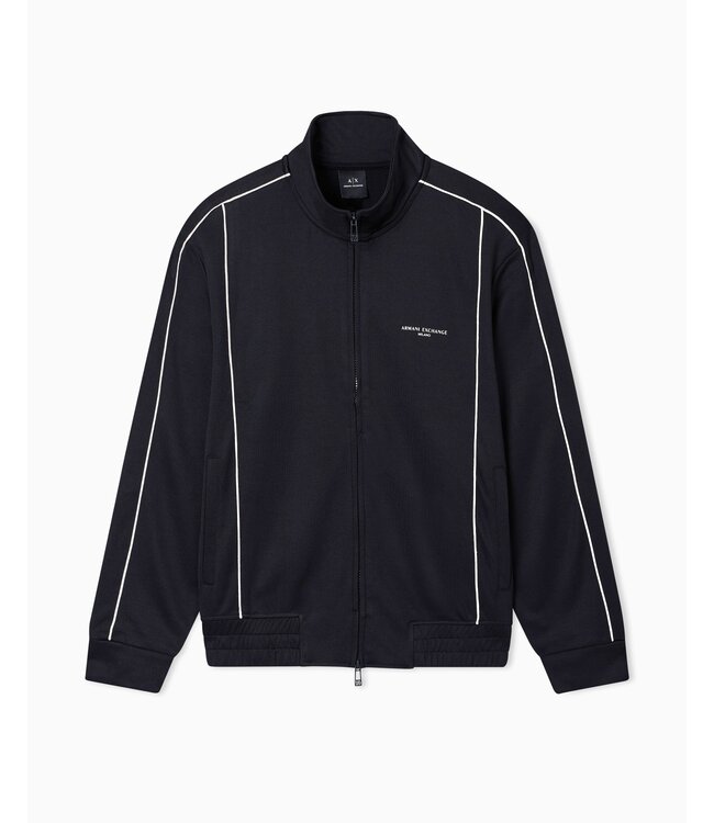 ARMANI EXCHANGE Zip Cardigan contrast piping-Black