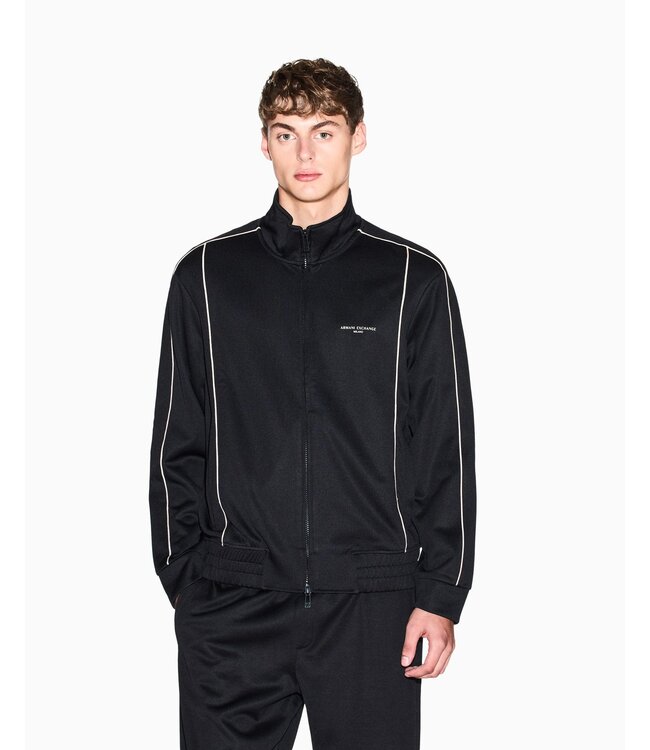 ARMANI EXCHANGE Zip Cardigan contrast piping-Black