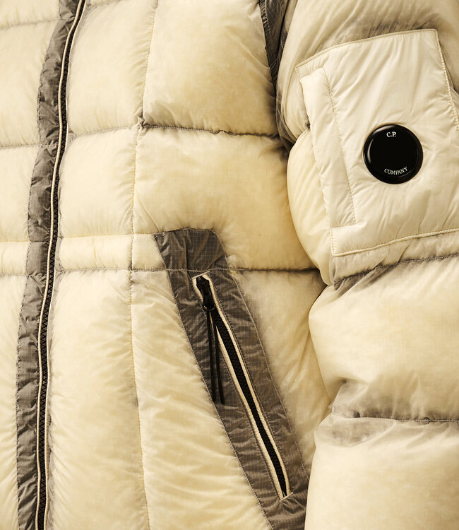 C.P Company Shell Hooded Down Puffer- Gauze white
