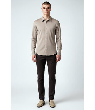 'TriaD'oro' Buttoned Longsleeve Polo-Taupe