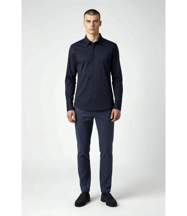 'TriaD'oro' Buttoned Longsleeve Polo-Navy
