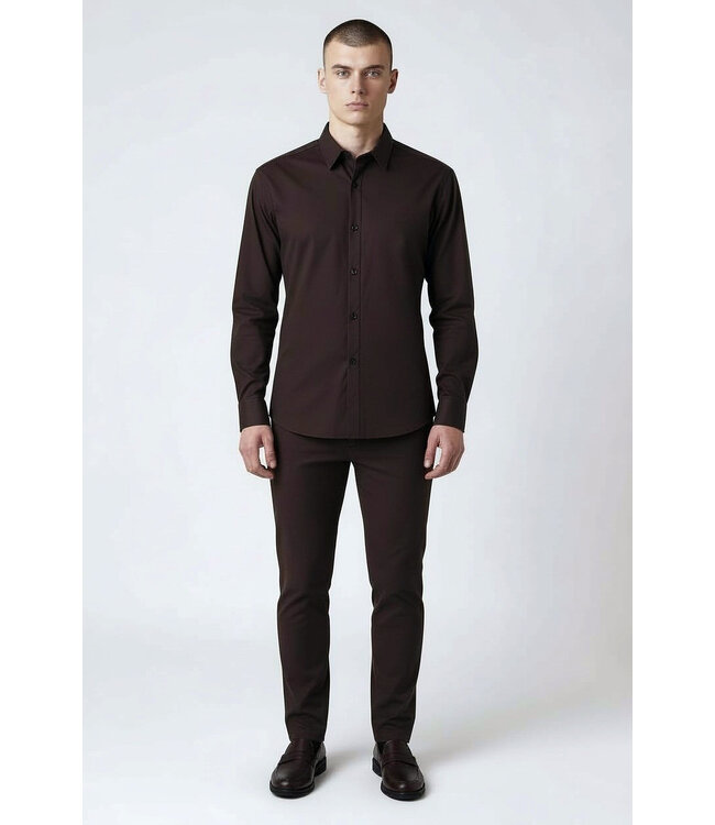 'TriaD'oro' Buttoned Longsleeve Polo-Brown
