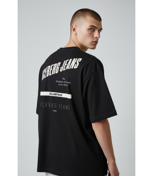 Iceberg Jeans Tee Brillant Blue back print-Black
