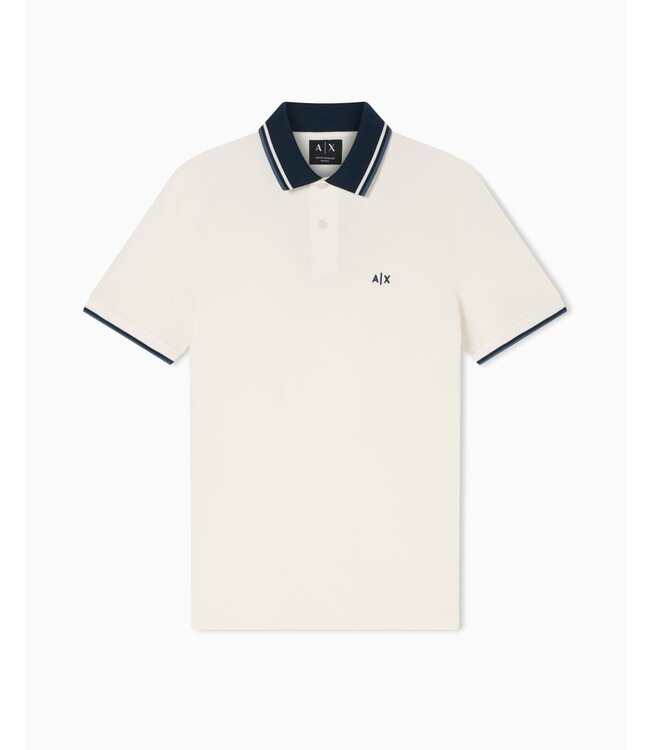 ARMANI EXCHANGE Logo Contrast collar Polo-Off white