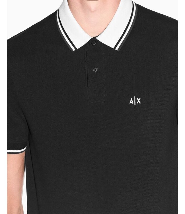ARMANI EXCHANGE Logo Contrast collar Polo-Black