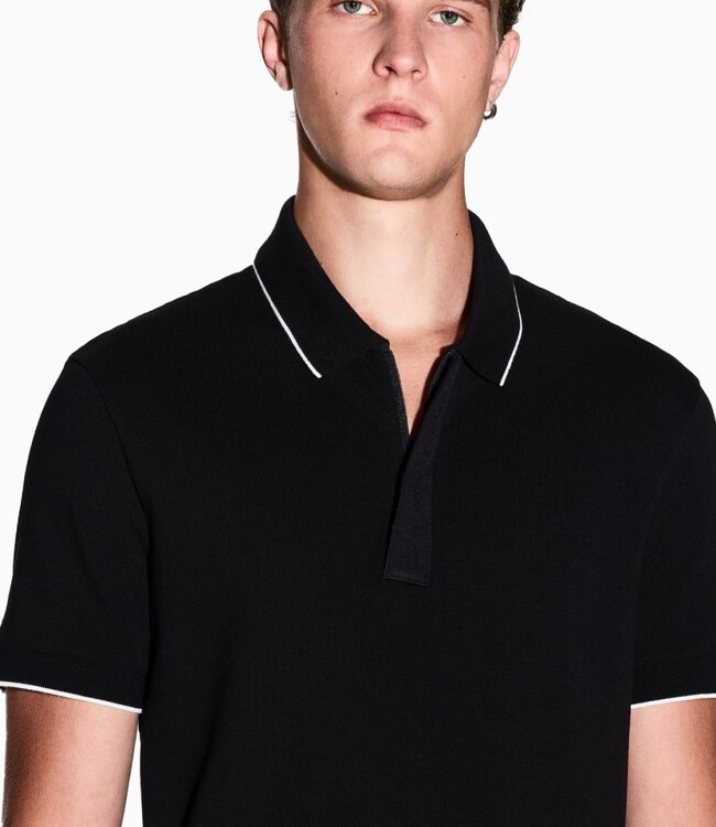 ARMANI EXCHANGE Slim Fit Polo insert Button-Black