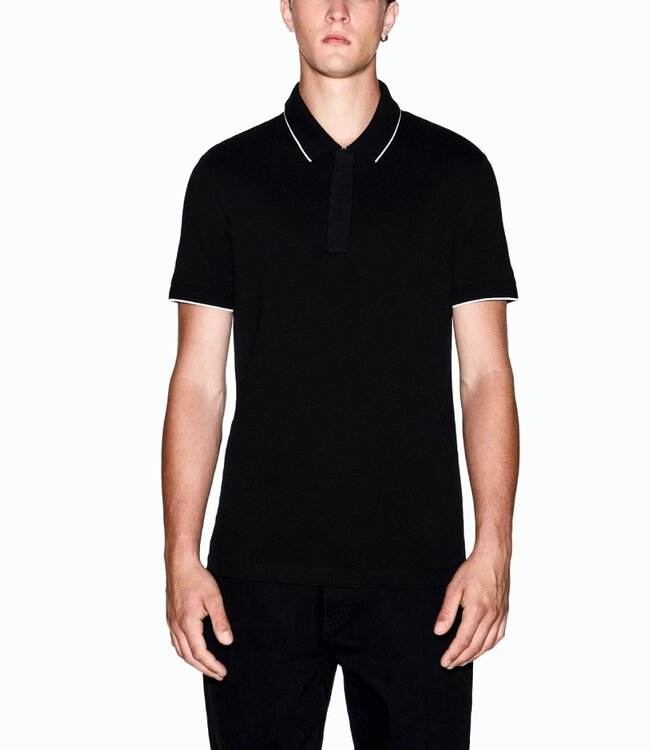 ARMANI EXCHANGE Slim Fit Polo insert Button-Black