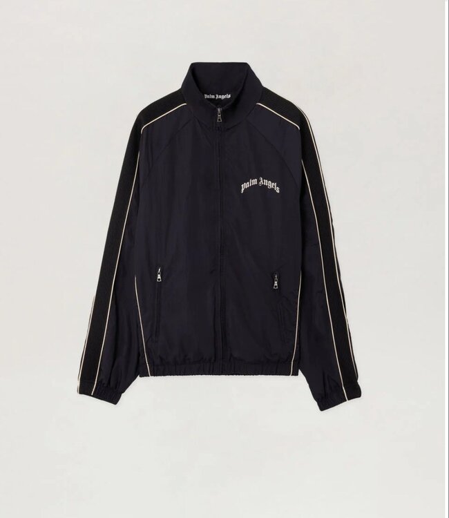 Palm Angels Curved Logo Vintage Track Windbreaker-Black