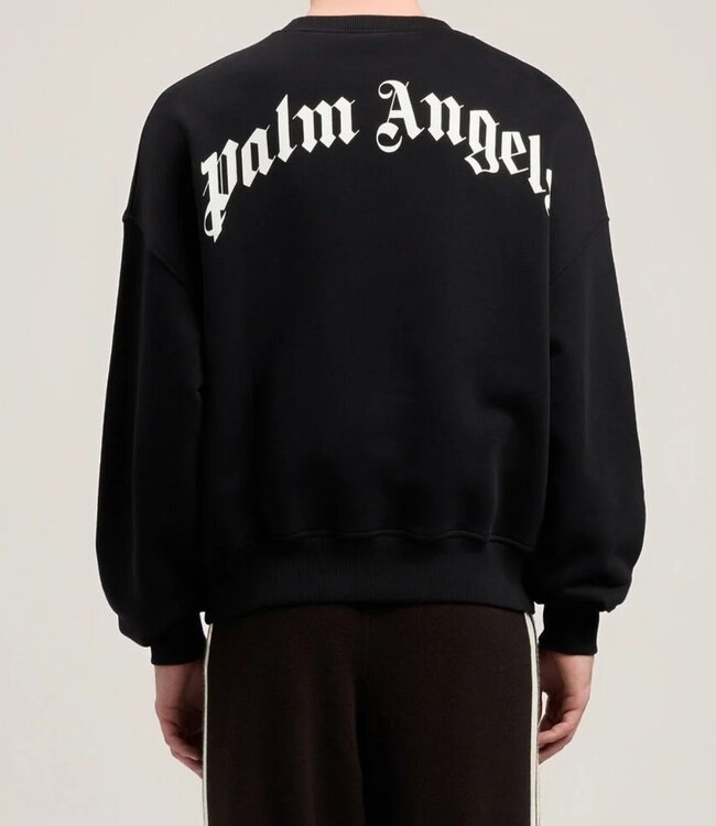 Palm Angels Back Curved Logo Loose Sweatshirt-Black
