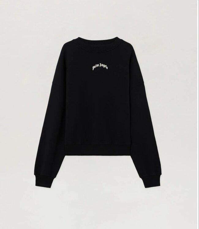 Palm Angels Back Curved Logo Loose Sweatshirt-Black