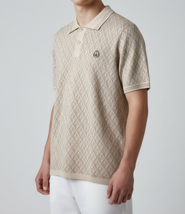 Moose knuckles Apex Knit Polo Mono Alabaster